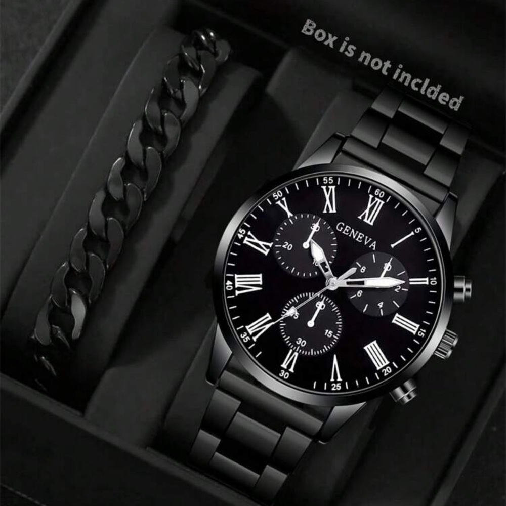 Casual Men's Simple & Sport Quartz Wristwatch 2pcs/Set Watch Combination